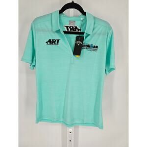 Callaway Women's Short Sleeve Blue Embroidered Ironman Polo Collar Top Size XL